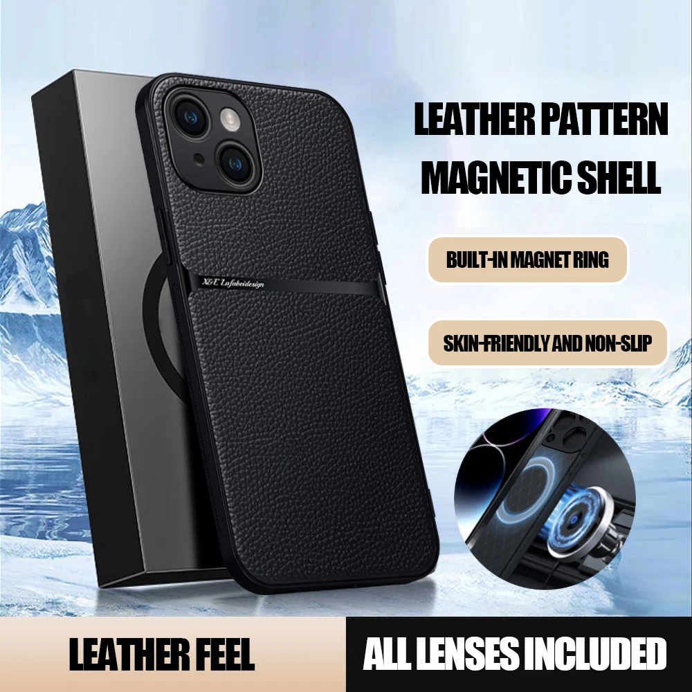 Leder Für Magsafe Magnetische Telefon Fall Für iPhone 17 Pro Max 16 15 11 13 14 12 Luxus Matte Stoßfest schützen Abdeckung