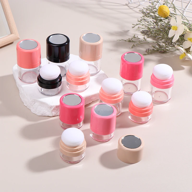 Mini Empty Refillable Loose Powder Box With Powder Puff Diy Cosmetic Powder Case Blusher Finishing Powder Jar Container