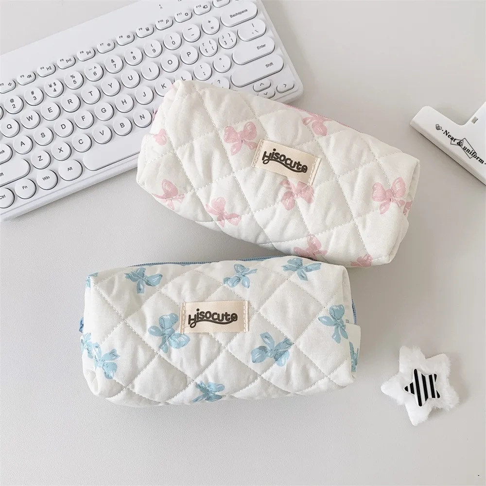 New Large Capacity Pen Bag Bowknot Multi-function Stationery Storage Bag Pen Box Gift