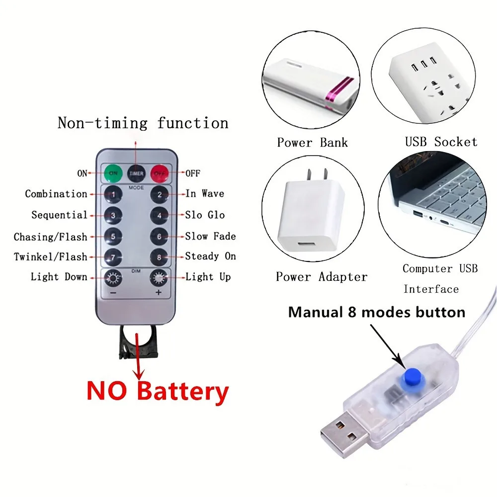 3/6M USB LED Tenda 8 modalità Telecomando Luci della stringa Vacanze Matrimonio Fata Ghirlanda Luci per la camera da letto Soggiorno Decor
