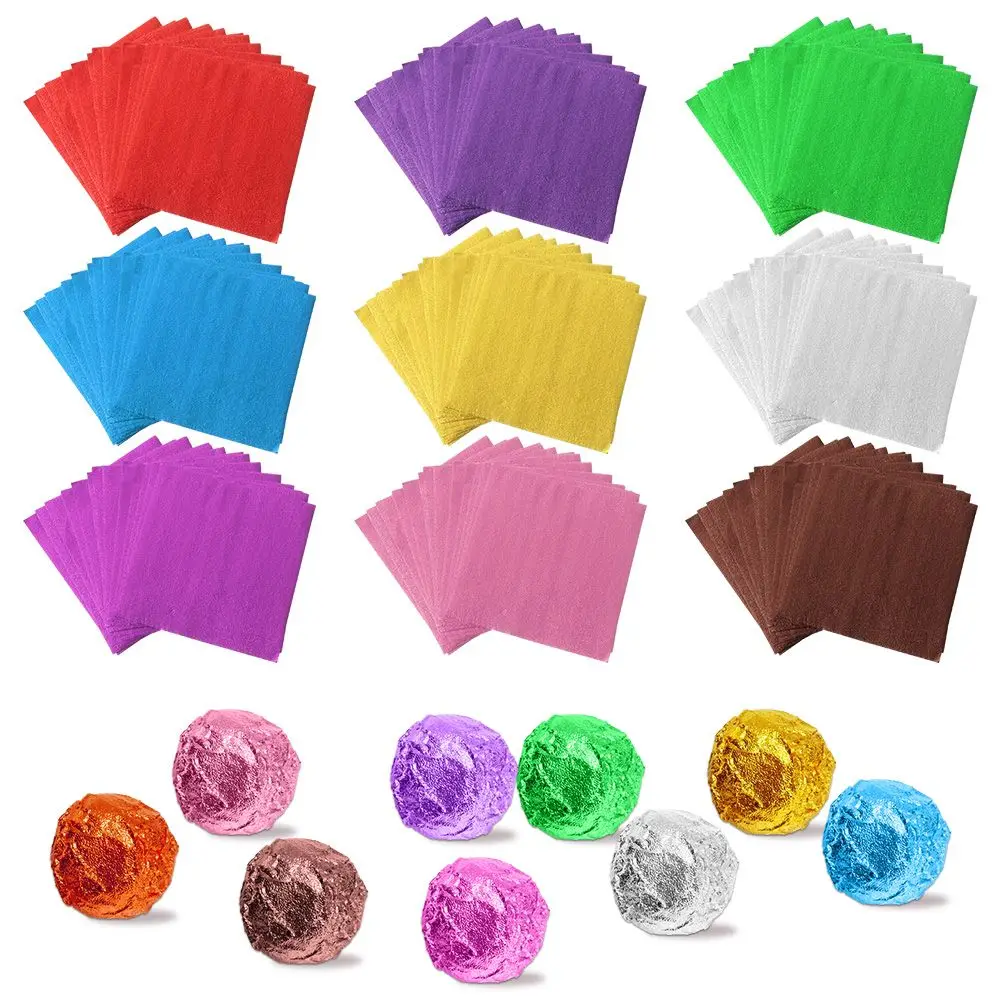 100PCS Golden Color Aluminum Foil Paper Metal Embossing Package Paper Color Foil Paper Wedding Party Supplies