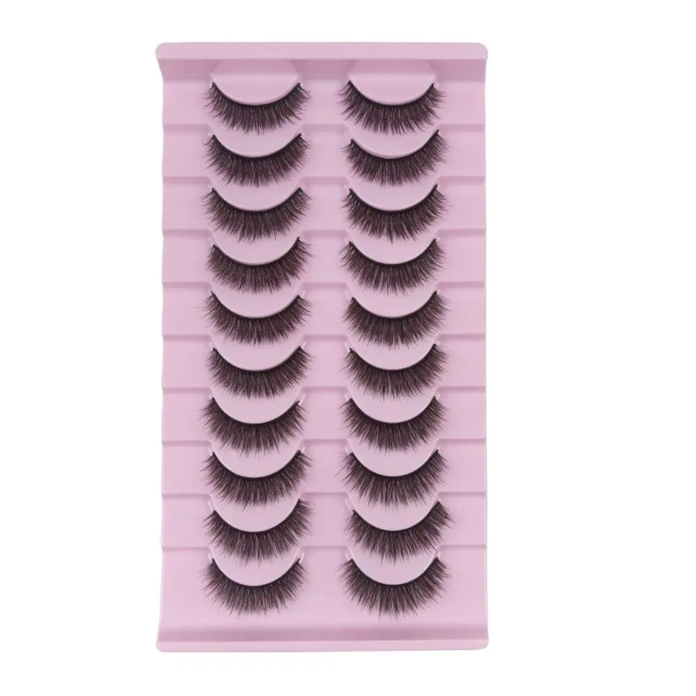 1 ensemble de cils de vison 10 paires vaporeux Faux cils de vison 3D courts moelleux demi-cils outils de maquillage cils oeil de chat