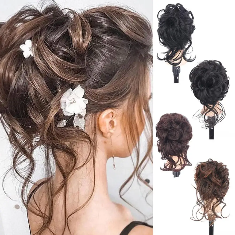 Synthetic Hair Clip Messy Curly Hair Wigs Natural Clip On In Messy Bun Hair Piece Extension Hair Claw Clip Hair Accessories