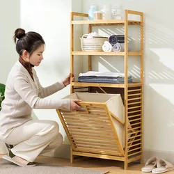 Large Capacity Multifunctional Bamboo Dirty Clothes Basket Household Enlarged and Raised Clothes and Toy Storage Basket
