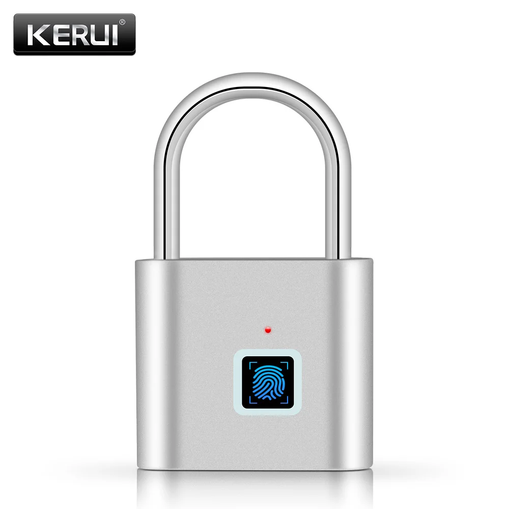 Kerui Waterdicht Deurslot Usb Opladen 0.2sec Hangsloten Anti Diefstal Loc Voor Vingerafdruk Ontgrendelen Sleutelloos Handig Om Te Dragen