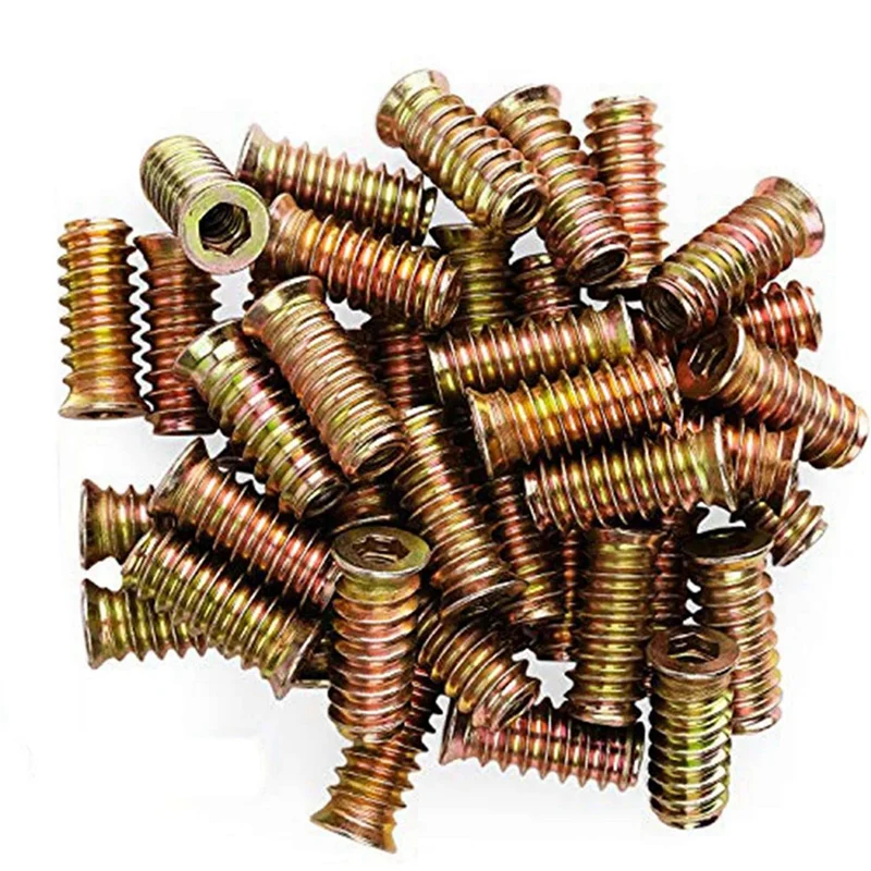 

ABAH-500Pcs M6 X 15Mm Furniture Screw In Nut Threaded Wood Inserts Bolt Fastener Connector Hex Socket Drive