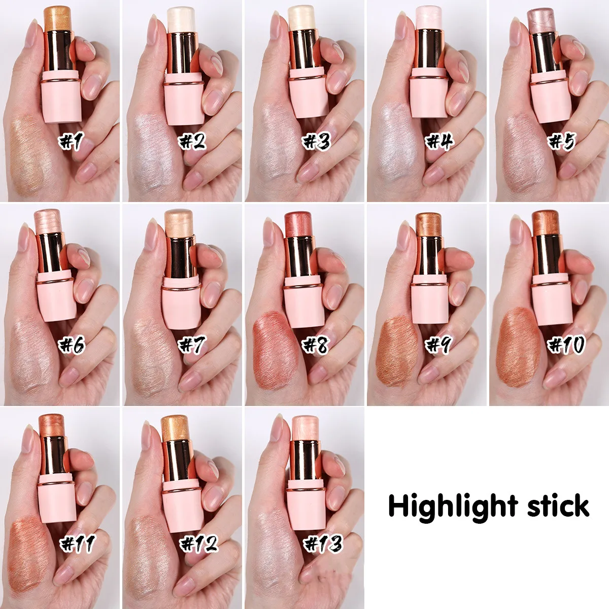 

Makeup Highlighter Stick Natural Face Glow Waterproof Contouring Bronzer Highlighter Shimmer Cream Highlight Private Label 10pcs