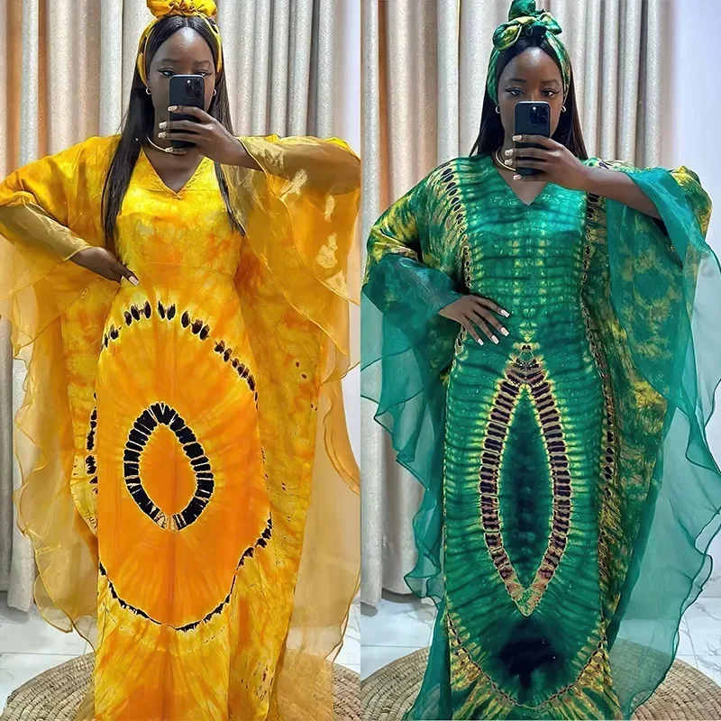 Vestidos femininos africanos dashiki, kaftan de verão, gola em v, poliéster plus size, vestido maxi longo, roupas de Ancara, 2022