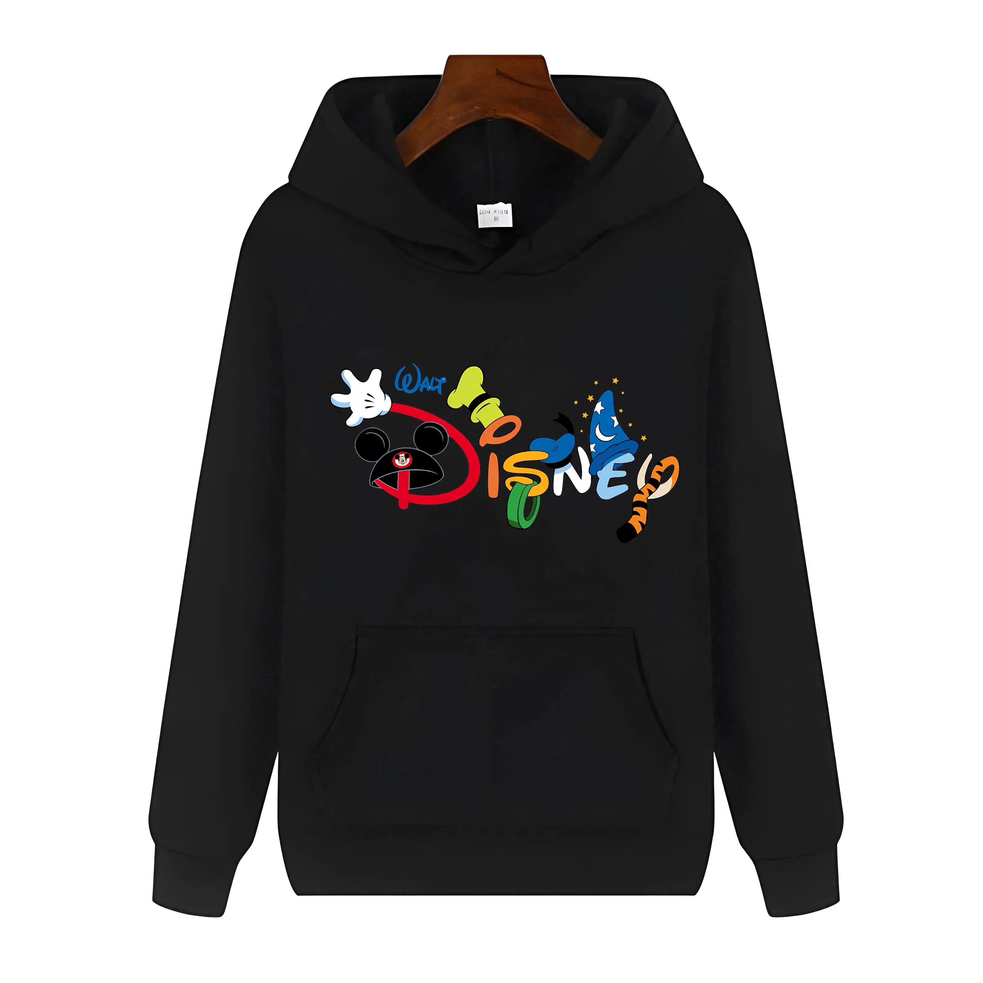 Schattige Disney Hoodie Herfst Winter Leuke Cartoon Brief Grafische Print Hoodies Y 2K Harajuku Casual O-hals Zwart Pullover Sweatshirt