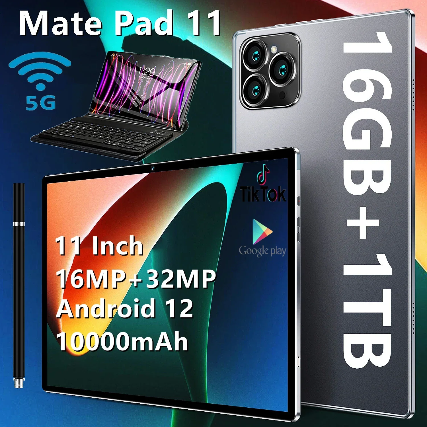 تابلت Mate Pad 11 ، اندرويد 12 ، 16 جيجابايت + 1 طن ، 11 بوصة ، اتش دي ، سناب دراجون ، 10 Core ، 5G ، بطاقة SIM مزدوجة ، واي فاي ، WPS ، GPS ، جديد ، 2022