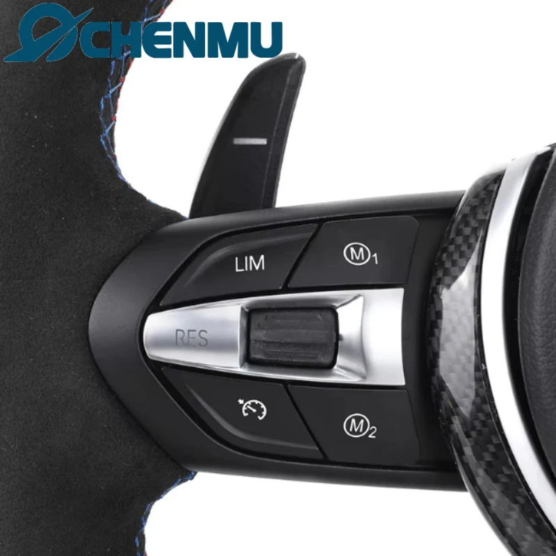 Volante deportivo LED M para BMW F10 F15 F22 F30 F32 M3 F80 M4 F82 M2 F87 M5 F90 E70 E90 E92 con embellecedor de carbono Alcantara completo