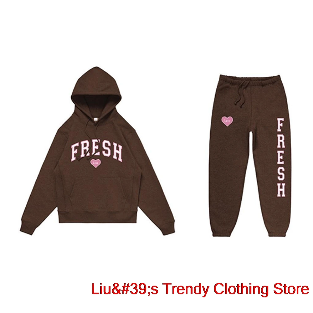 Sturniolo Triplets Hoodies Set, Camisolas Varsity, Fresh Love Merch Print, Moda Unisex, Conjunto de Streetwear Casual Engraçado