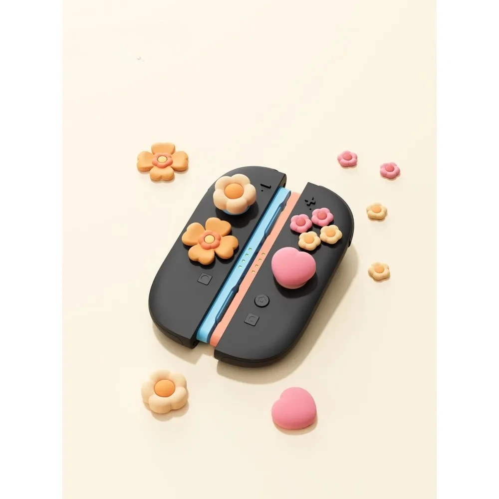 Loving Little Flower Silicone Analog Joystick Thumb Stick Grip Cap Cross Keycap for NS2/Switch Pro Planet Controller Rocker Cap