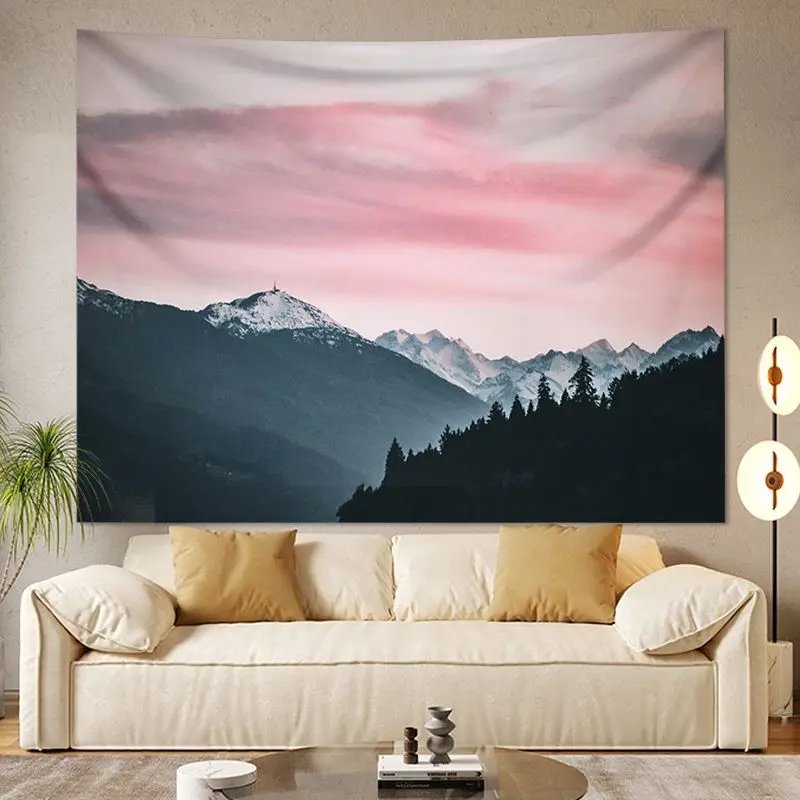 VIKAMA Aerial Photography Forest Lake Tapestry, HD Wear-Resistant Background Cloth for Nature-Inspired Living Room Decor