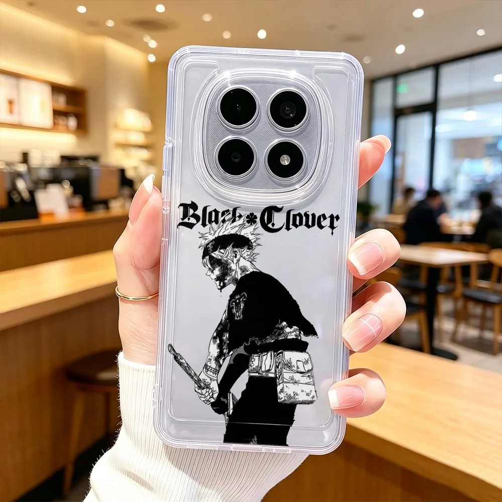 Black Clover For Xiaomi Redmi Note 15 14 13 12 11E 9 Pro Pro+ 4G 5G Protective Transparent Phone Case Cover