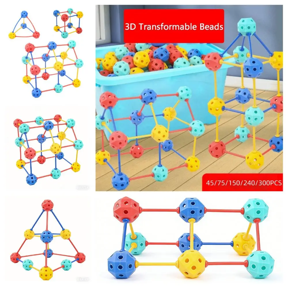 Kit de bloques de construcción geométricos 3D, 45/150/300 Uds., palos educativos multiusos DIY, juegos de pensamiento espacial para