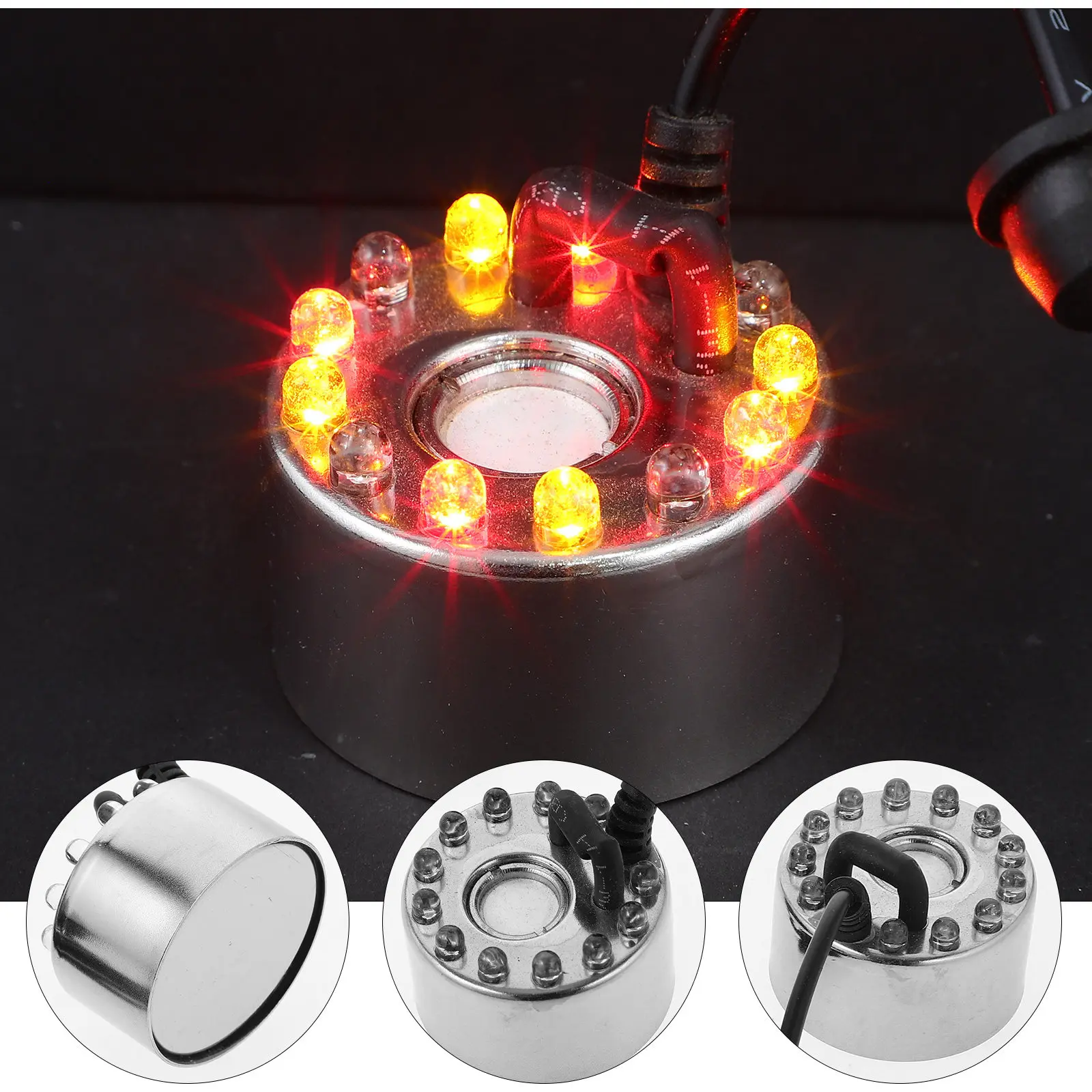 12 Colorful LED 16Mm Ultrasonic Mist Maker Fogger Pond Fountain Water Feature Indoor Outdoor Fog Humidifier Us Power Adapter view 2