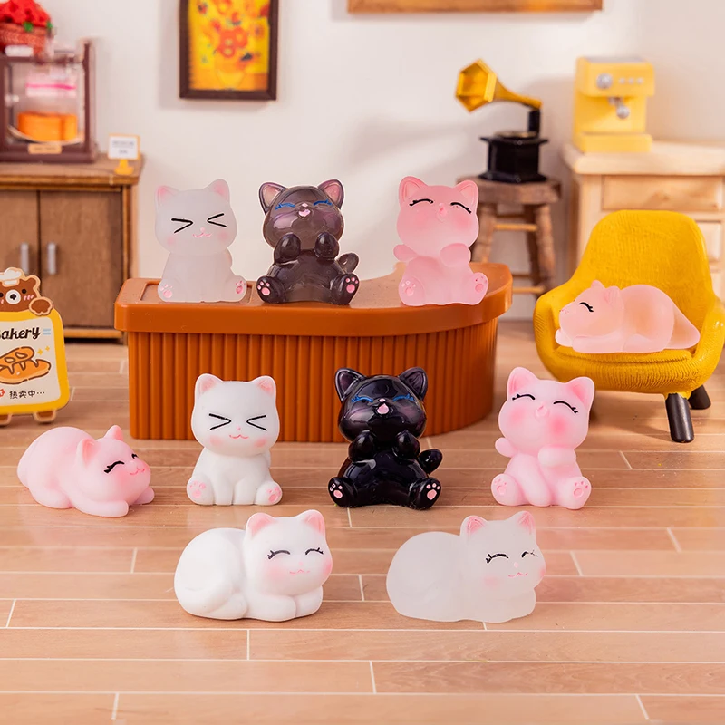 1 ชุด Luminous เครื่องประดับแมวแมวตุ๊กตาสัตว์ Micro Landscape เดสก์ท็อปตกแต่งภายในรถ DIY พวงกุญแจห่วงโซ่โทรศัพท์