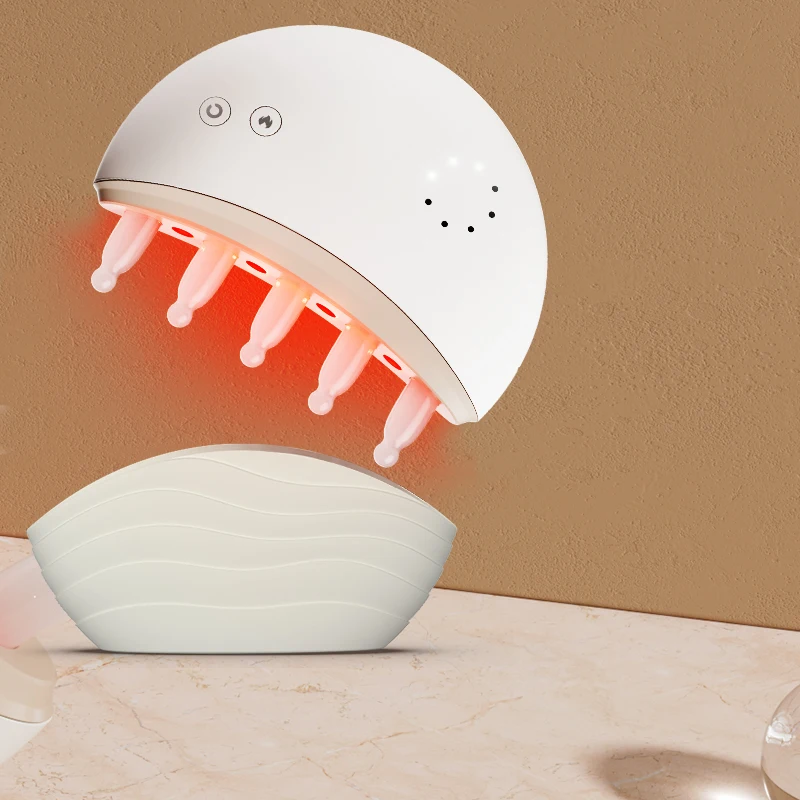Electric Vibration Heated Red Light Therapy Laser Jade Scalp Massage Comb for Scalp Care and Anti-Hair Loss
