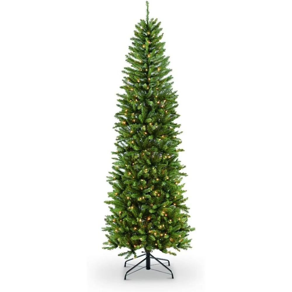 7.5 Foot Pre-Lit Fraser Fir Pencil Artificial Christmas Tree with 350 UL Listed Clear Lights, Green