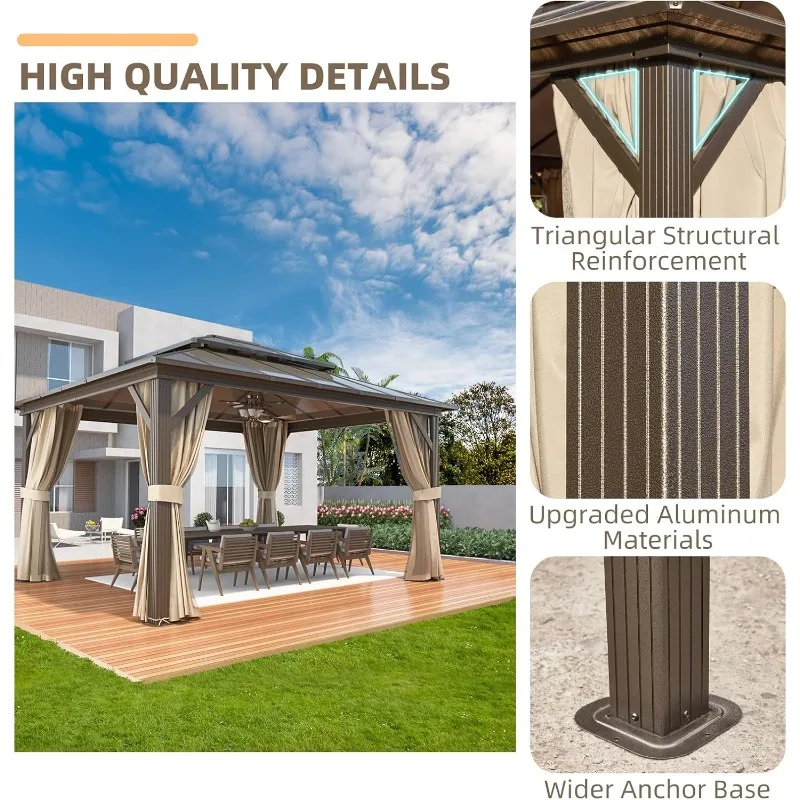 أكشاك صلبة مقاس 12 × 14 بوصة، وإطار من الألومنيوم ومظلة من البولي كربونات، مع شبكة #3