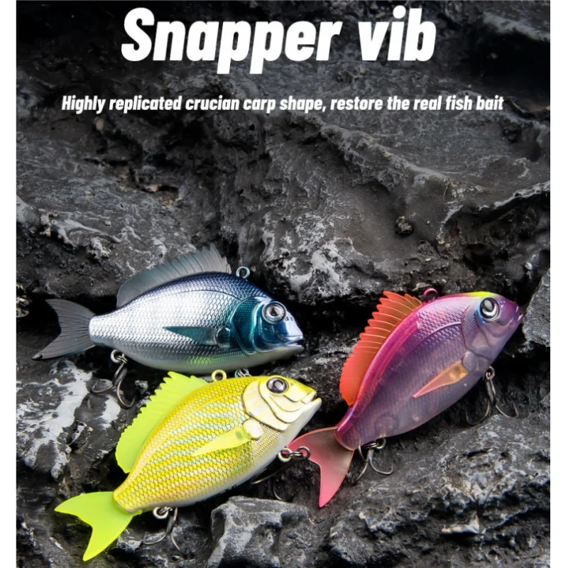 wondersee 65mm 24g Snapper VIB Carp Lure Rubber Tail and Fins Long Casting Vivid Laser Wobbler Fishing Lure Hard Bait Clearance