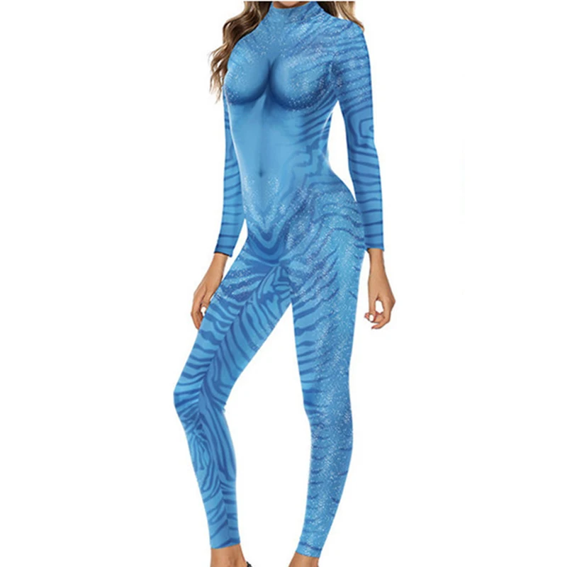 Avatar Cosplay Costume Movie Adult Unisex Jumpsuit Blue Alien Halloween Bodysuit Carnival Uniform Party Zentai