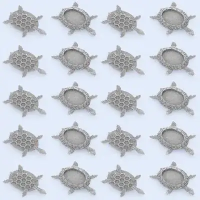 

Gemstone Bases Jewelry Bezel Rustproof Zinc Alloy DIY Sea Turtle Pendant Blanks Vintage Silver Necklace Accessories Bracelets