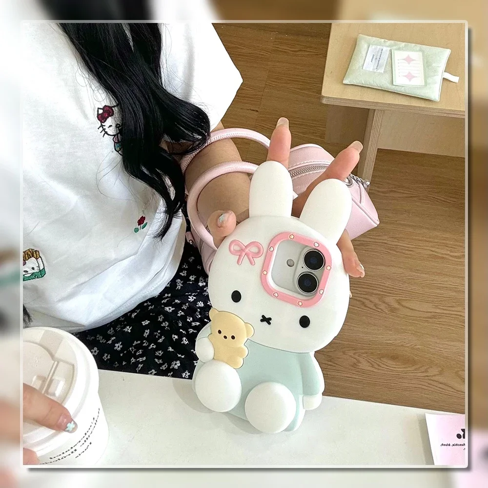 Miffy Phone Case for iPhone 17 Pro Max 16 15 14 Pink Blue Silicone