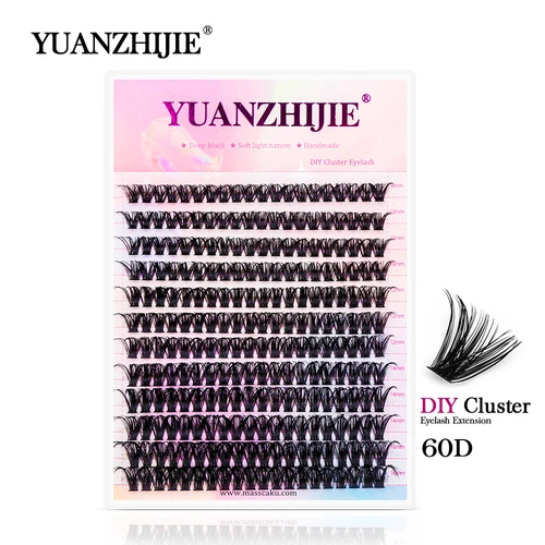 YUANZHIJIE-extensiones de pestañas DIY en casa, 144 Uds., grupos de volumen Natural individuales, pestañas C/D Curl, maquillaje de pestañas segmentadas finas