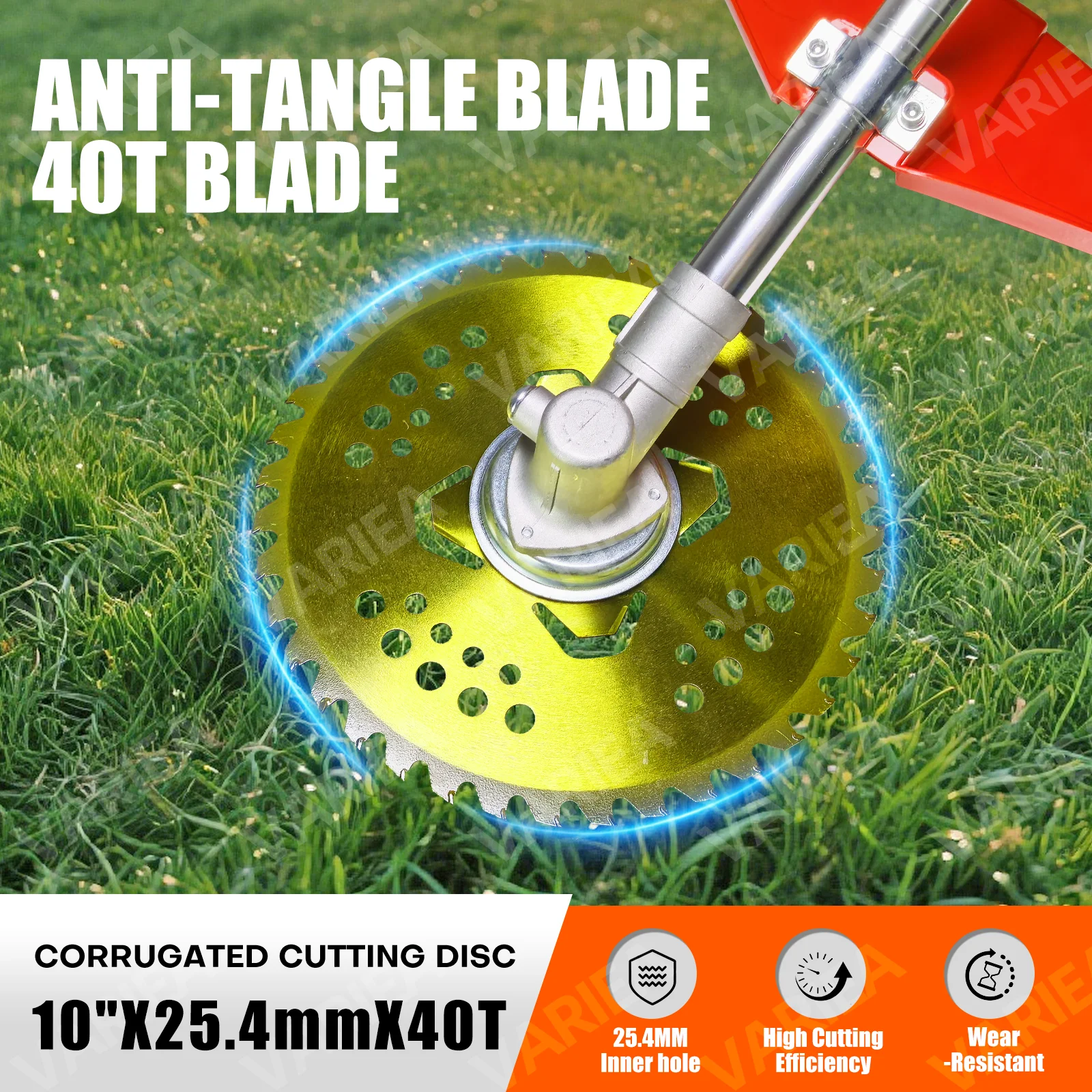VARIEA-10-inch 40T High-Quality Metal Lawn Mower Anti-Entangling Trimming Blade, Made of High-Hardness Steel, Featuring Excellen
