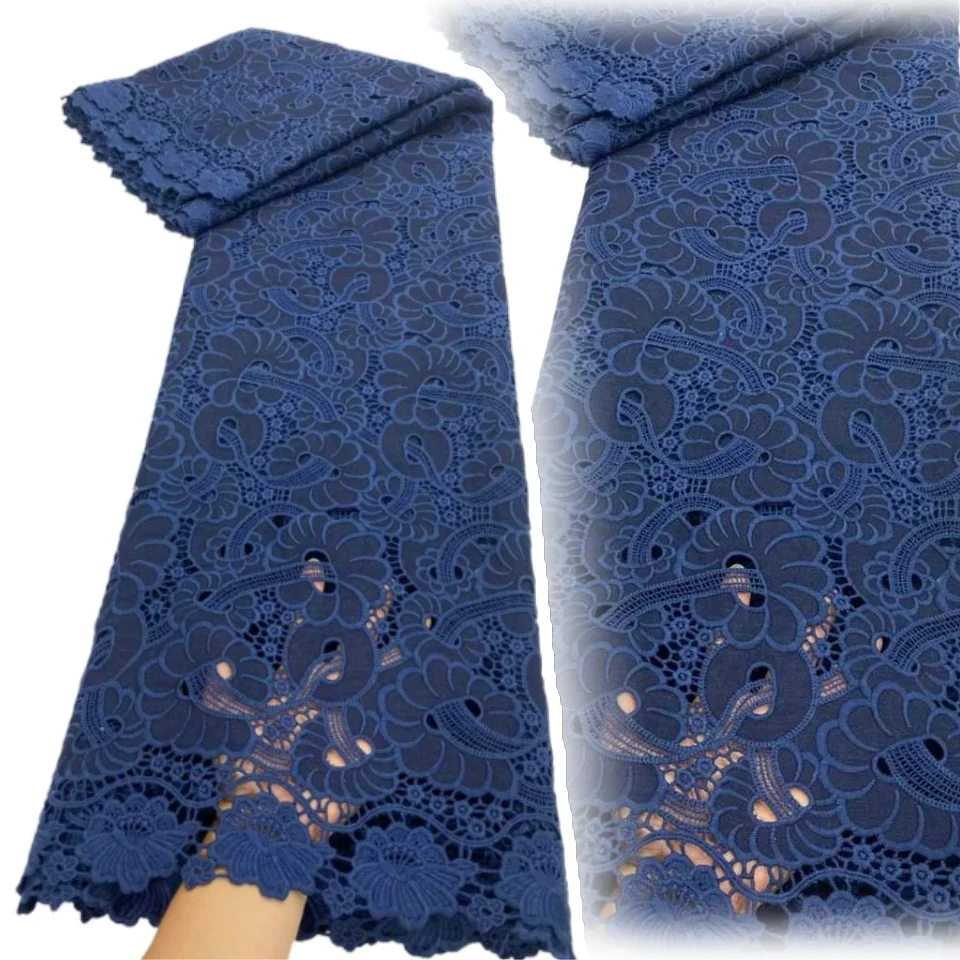 

African Milk Silk Fabric with Water Soluble Lace 2025 High Quality Milk Silk Nigerian Mesh Lace Fabric for Wedding Dress AH1245