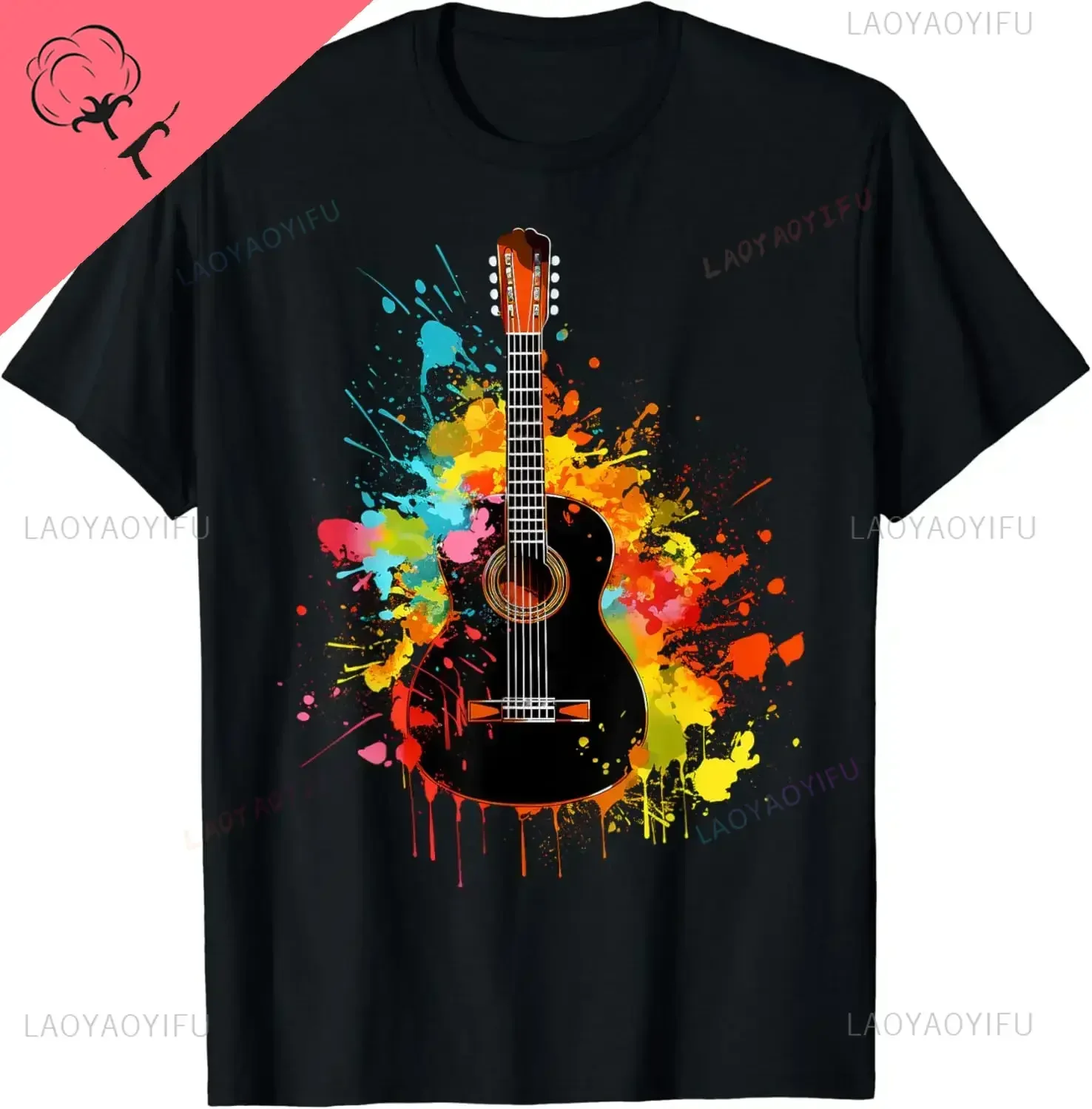 

2025 Acoustic Guitar Musicians and Acoustic Guitar Lovers T-Shirt Music Lovers Unisex Summer Soft Tops Graphic T Shirts Men