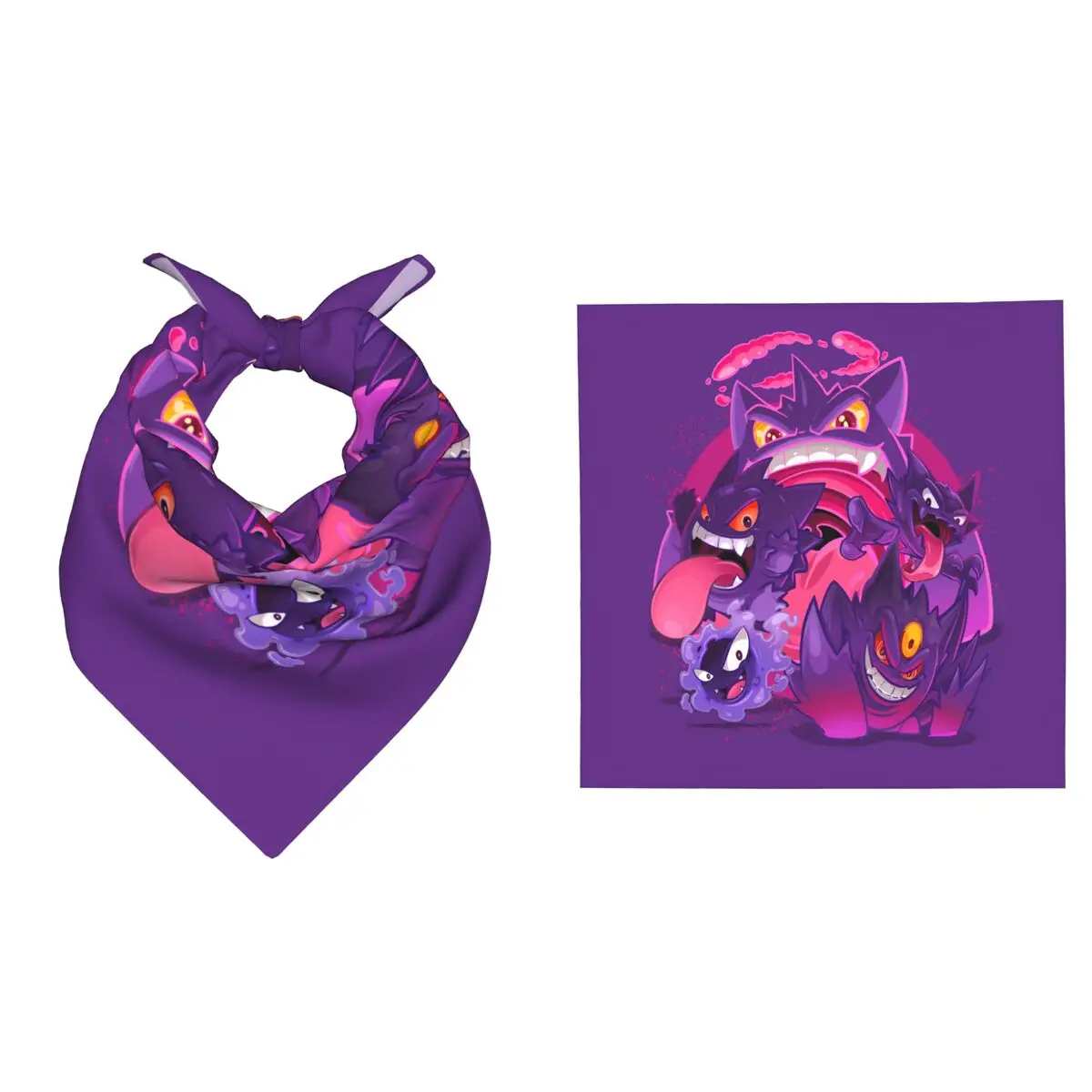 

Pokemoned Gengars Bandana Hip-hop Wrist Accessory Cute Villainous Demon Triangle Scarf for Weddings Headband Face Scarf Cover