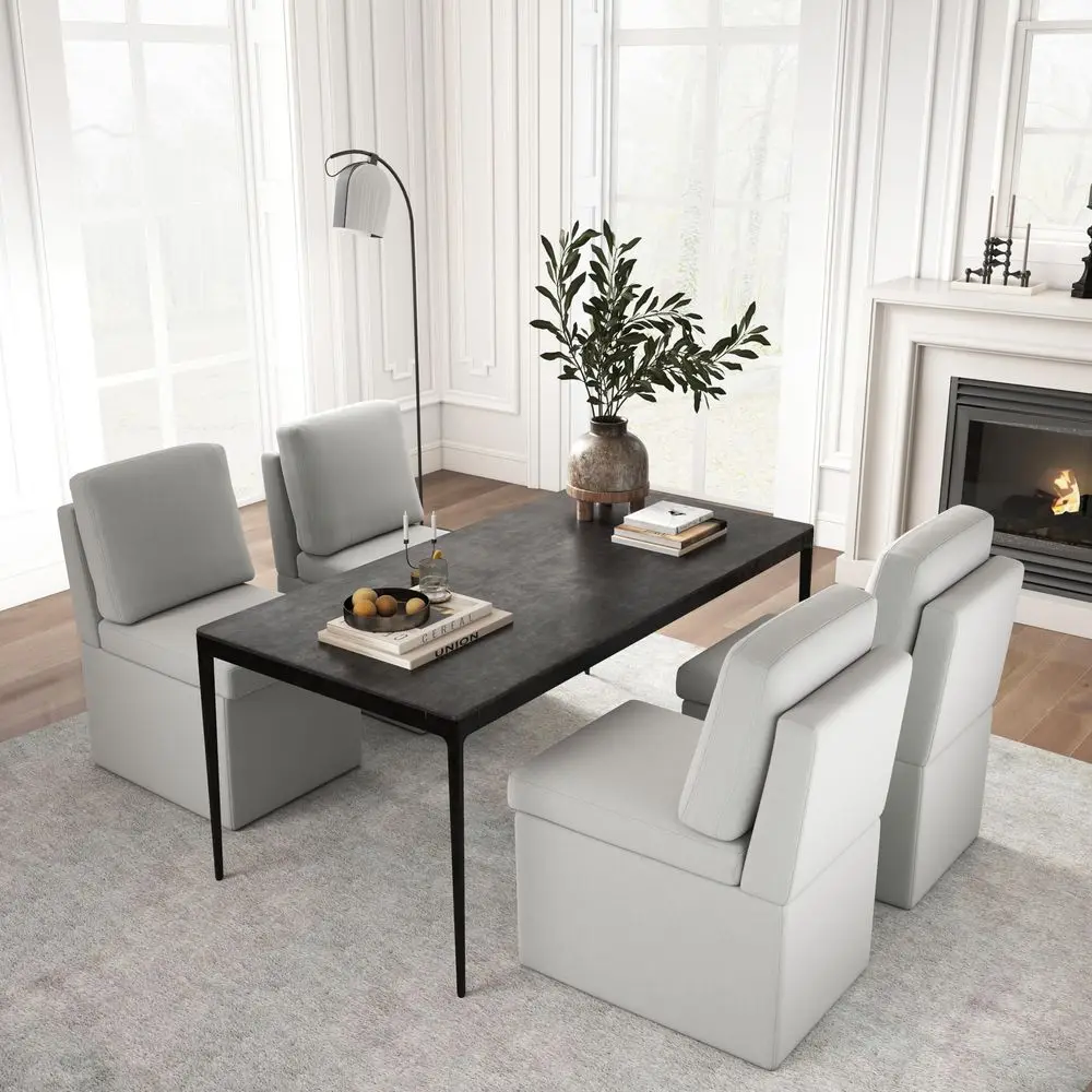 

Upholstered Dining Chairs Set of 4, Modern Kitchen Chairs with Storage, Linen Armchair Dining Room Chair for Kitchen Dining Roo