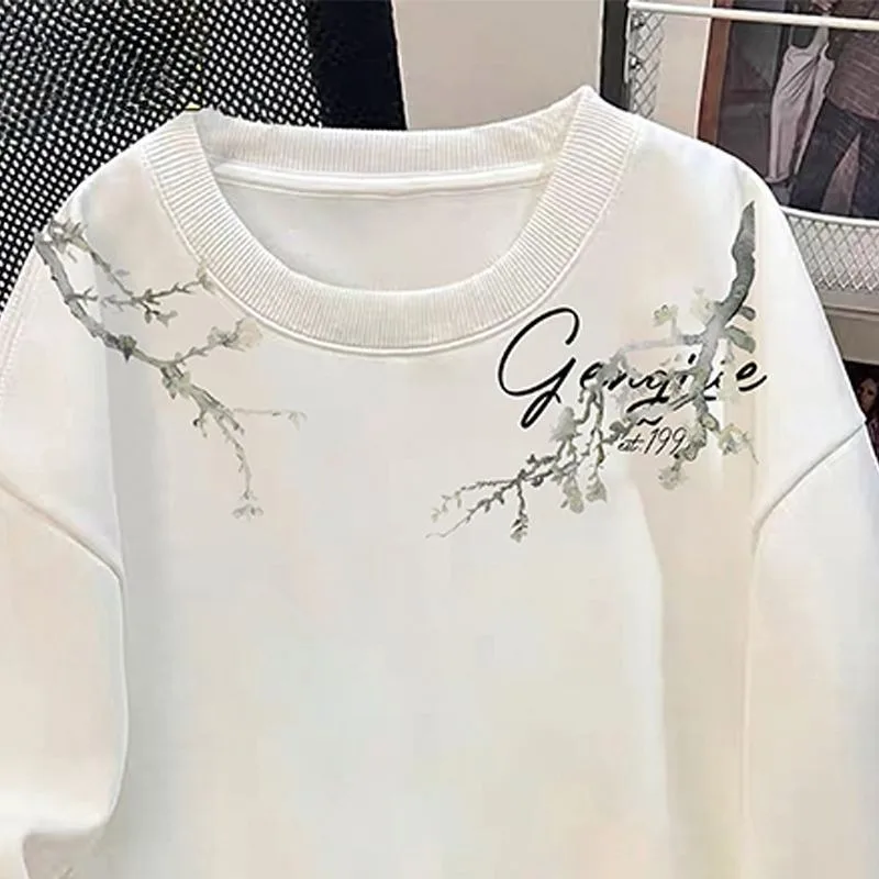 

Классическая и универсальная тяжелая футболка с круглым вырезом и длинными рукавами для пар, модная брендовая осенне-зимняя популярная толстовка с капюшоном