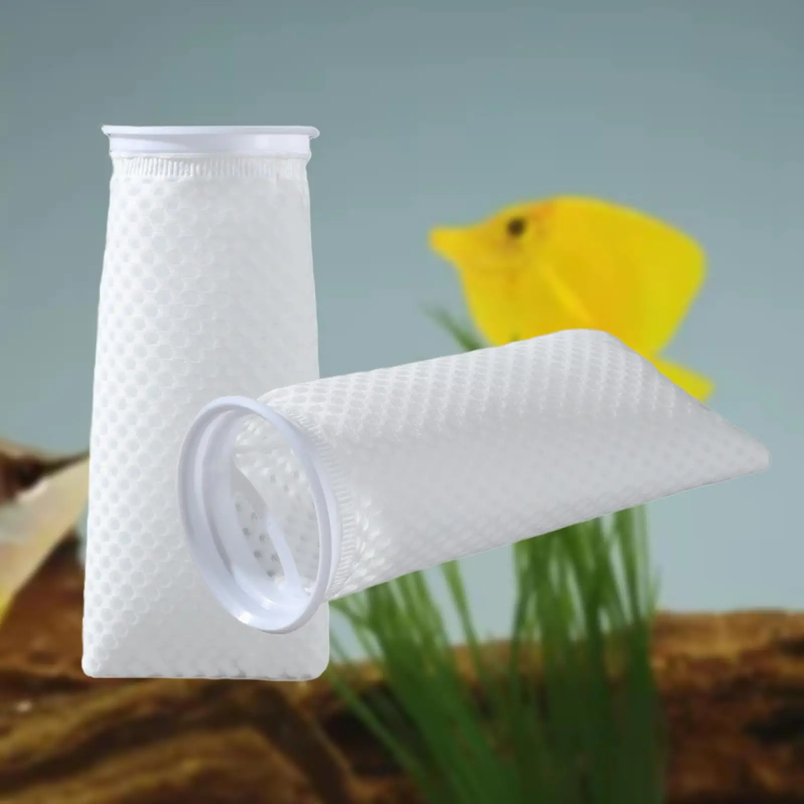 2Pcs Fish Tank Filter Bags Sump Filter Socks Washable 4 inch Mesh Accessories Reusable for Fish Tank Filtration Material Pond