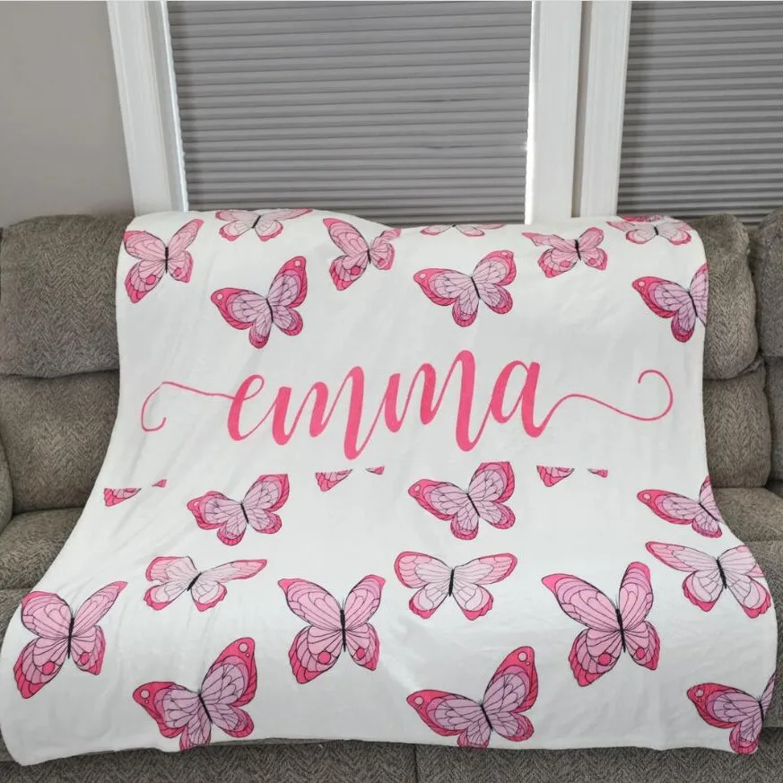 Kids Personalized Name Flannel Blanket For Girls And Boys Customized Baby Blankets Letter Fleece Birthday Gift Blanket