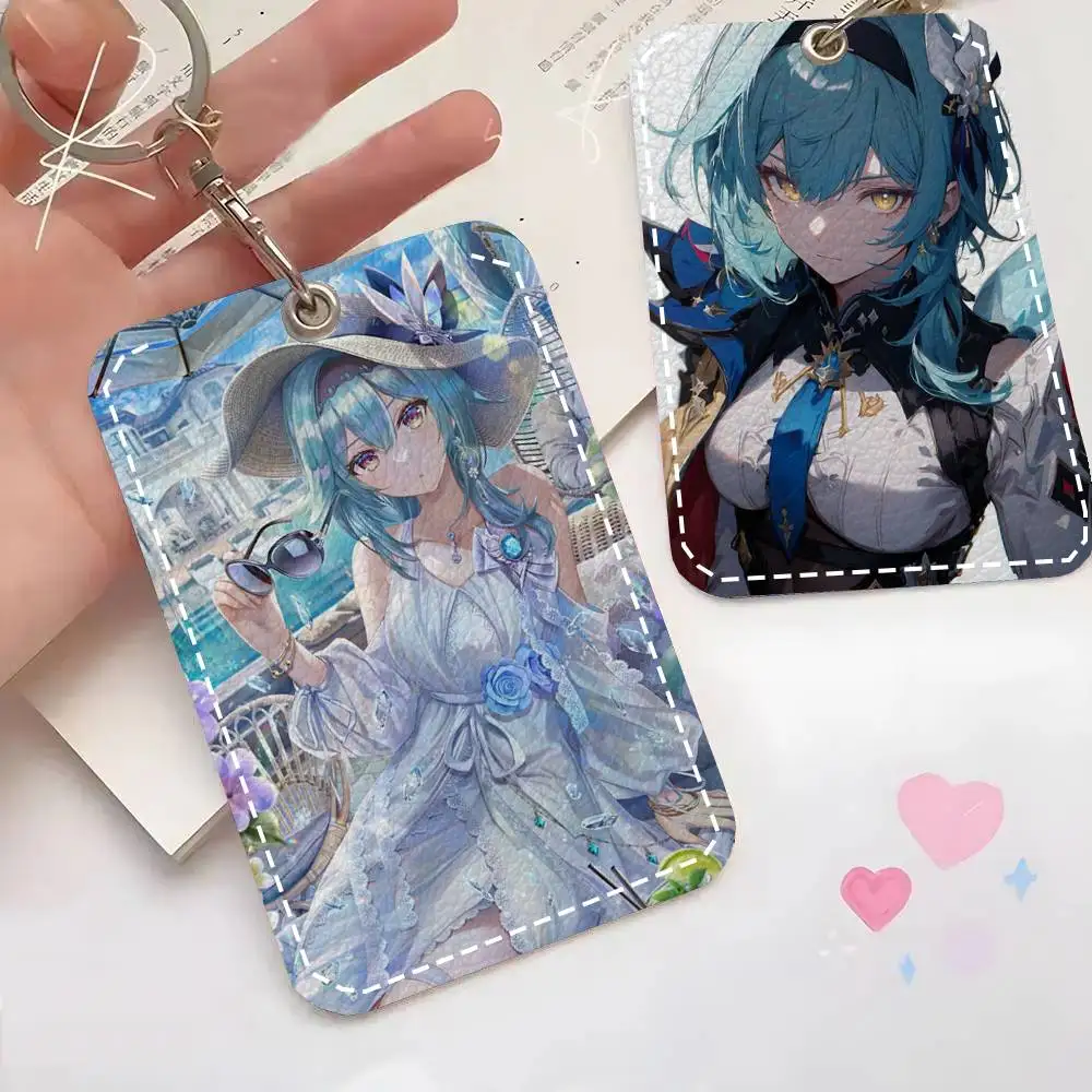 Eula Lawrence Genshin Impact Card Case Keychain Access Card Bag Key Tag Ring Leather Card Holder Key Ring Access