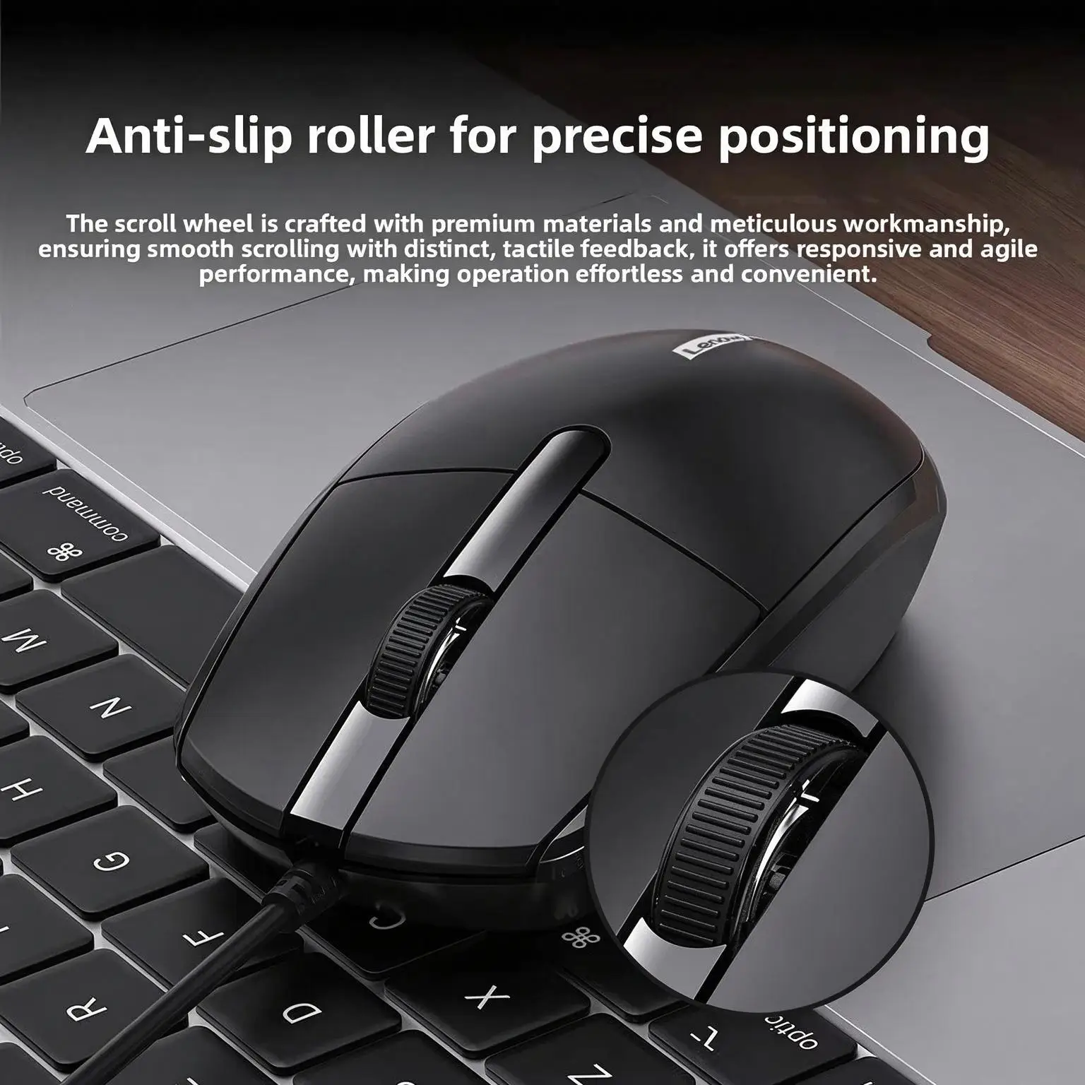 Lenovo M280 Wired Mouse Silent Click USB Office Mouse for PC Laptop Desktop Compatible with Dell HP