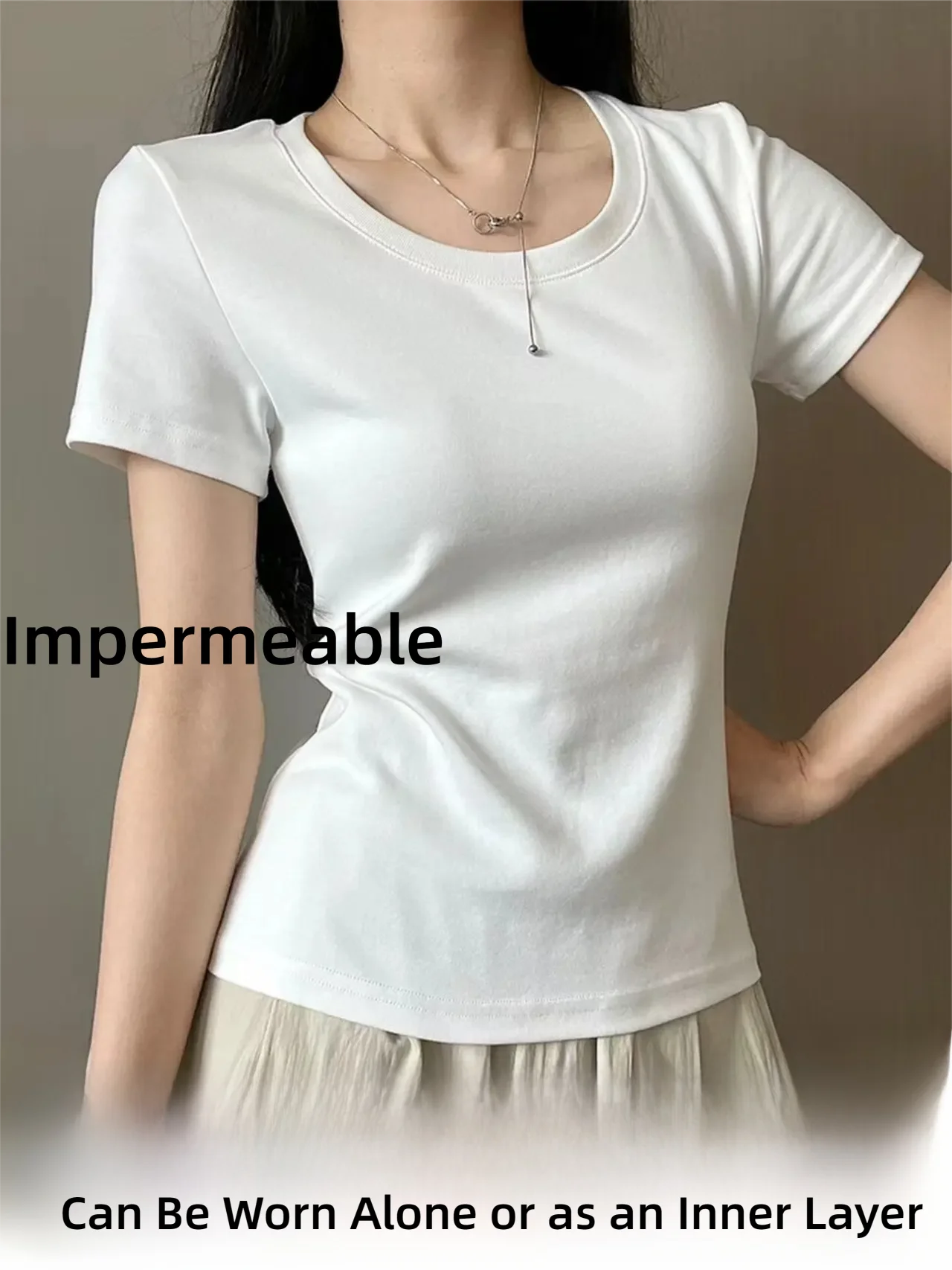 

women shoulder fit u neck short sleeve top summer slim fit casual inner outer wear stylish design