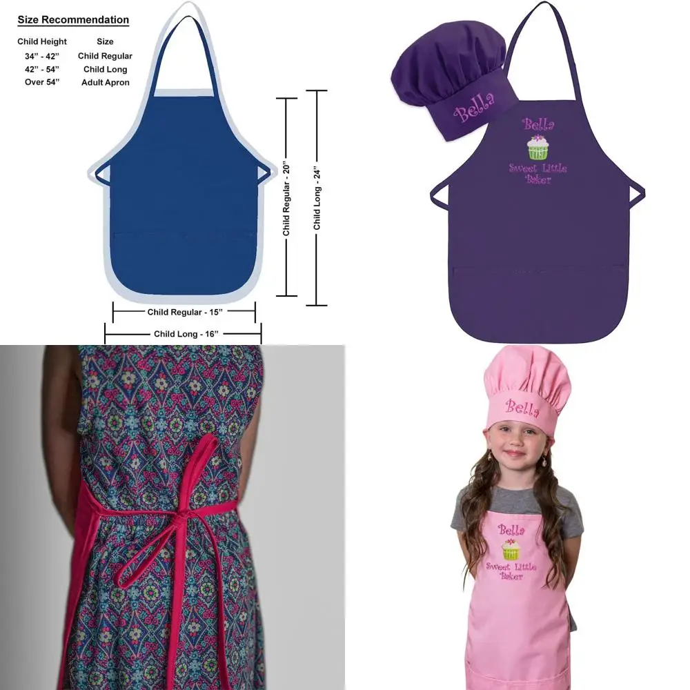 

Custom Embroidered High-Quality Children's Apron and Chef Hat for Boys and Girls Cooking Fun