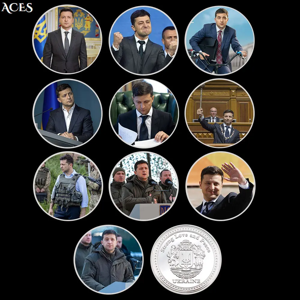 

10pcs Zelensky SILVER Coin Collectibles Freedom Fighter Commemorative Coin In Capsule Festival Gift