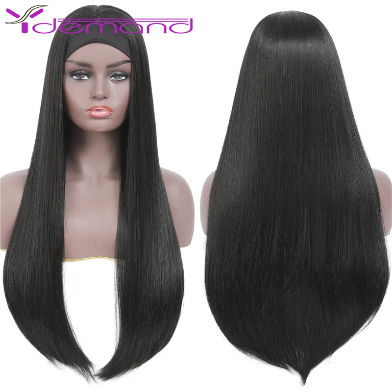 Y Demand HeadbandWig Pelucas Body Wave Synthetic Headwraps Hair Wig 2022 Long Wavy Headband Wig For Black Women None Replacement