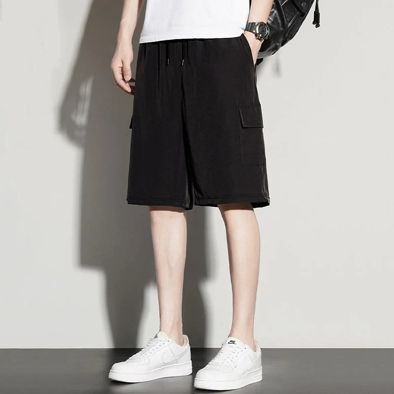 

Men Summer High Quality Lightweight Ice Silk Short Pants Daily Comfortable Breathable Sweatpants Male Loose Plus Size Slacks