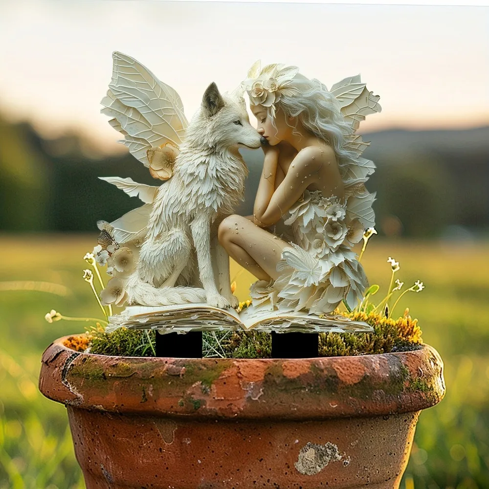 Angel Wings 2D Acrylic Decorative Ground Pile Props Ground Insertion Garden Lawn Potted Plants Decorative Christmas Gift