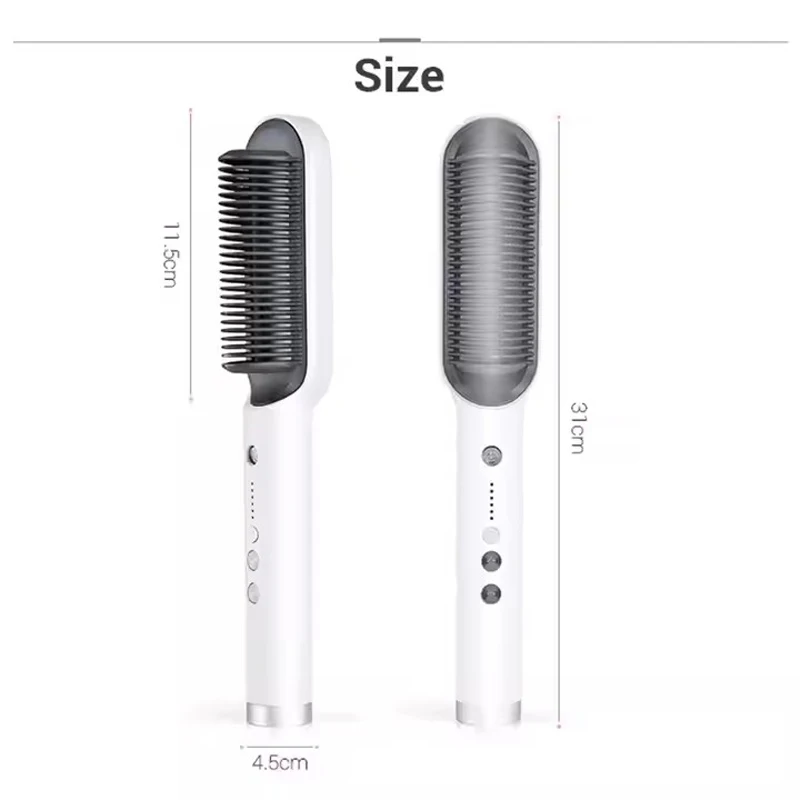 2in1 Hair Styler Straightening  Hot Comb Fast Heated Ceramic Negative Ion Curler Straightener Brush Anti-Scalding Styling Tools