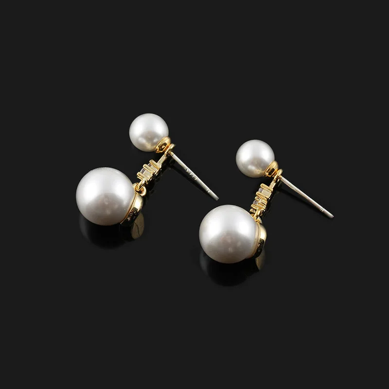 Fashionable and Simple Round Pearl Earrings Brass Material 18k PVD Electroplating Waterproof Accessories Ear Studs