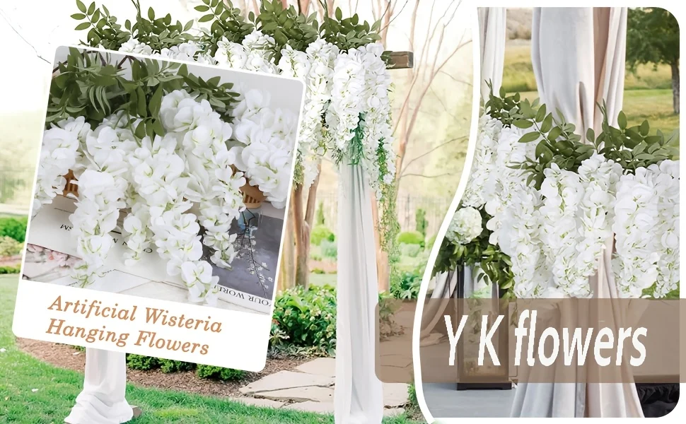 120cm 5-Zweige Künstliche Glyzinien-Girlande Seidenblumen Hängende Ranke Hochzeit Heim Außenwand Hintergrund Dekoration – Detail 1