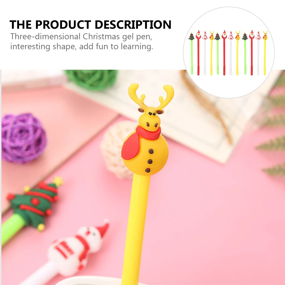 

20 шт., рождественские гелевые ручки с мультяшной тематикой, креативная рождественская ручка для письма, канцелярские принадлежности для студентов, офисная ручка для подписи, рождественские гелевые ручки